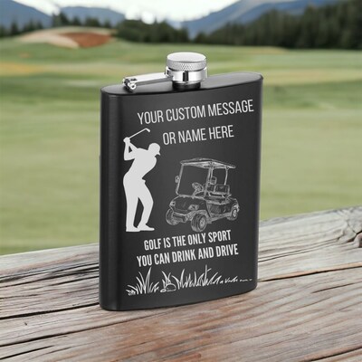 Urbalabs Personalized Funny Golf Flask Golf Accessories For Men Golf Only Sport You Can Drive Drunk Wedding Favors Laser Engraved 8 oz Steel - image6